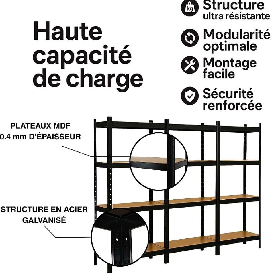 Triple étagère établi charges lourdes 150 x 40 x 210 avec 12 plateaux - 960 kg max
