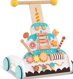 Trotteur Bébé Garçon Fille, Chariot de Marche en Bois avec Hauteurs Réglables Roues Douces, Centre d'Activité d'Apprentissage