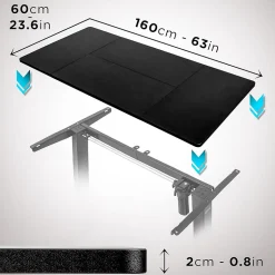 TT160 BK Plateau pour Bureau Assis Debout de 160 x 60 x 2 cm Compatible avec la plupart des Structures assis debout Duronic