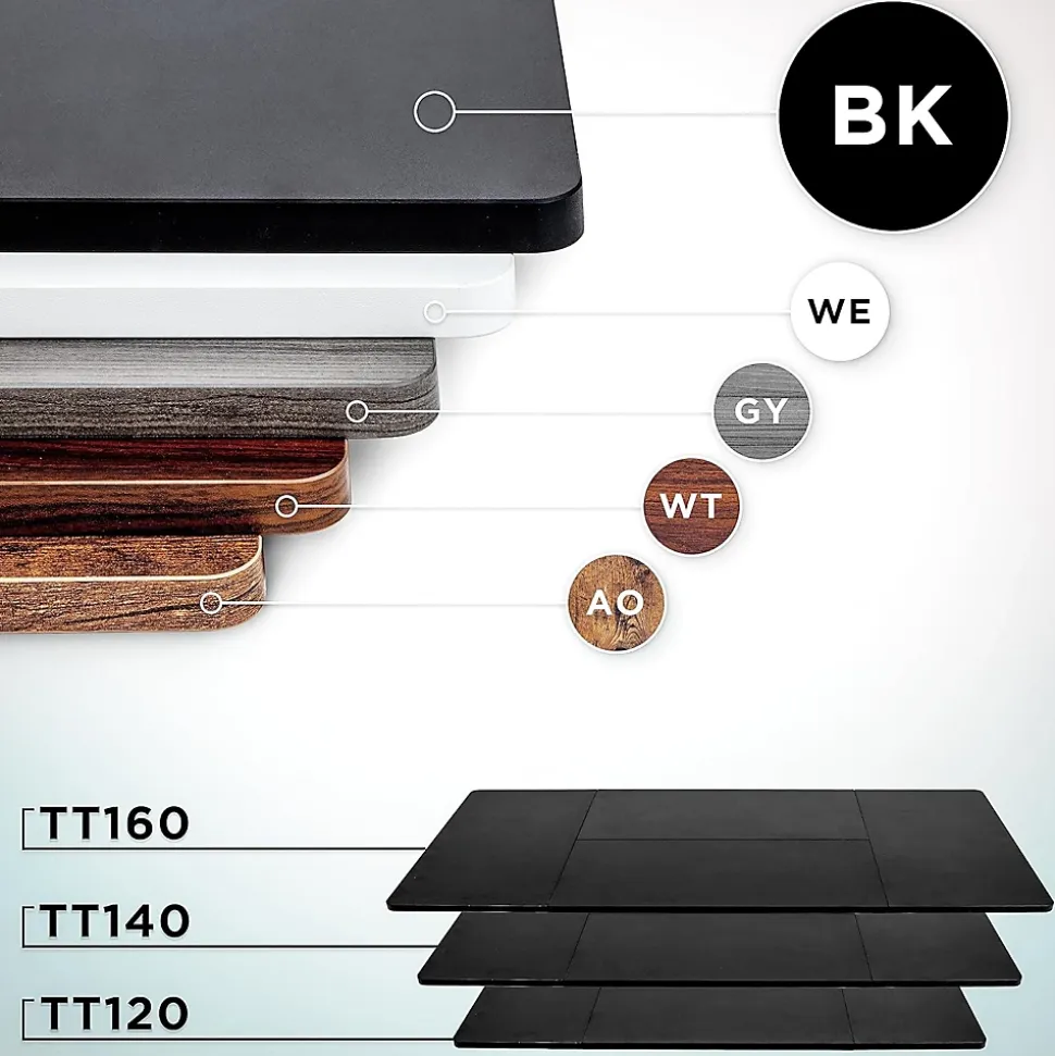 TT160 BK Plateau pour Bureau Assis Debout de 160 x 60 x 2 cm Compatible avec la plupart des Structures assis debout Duronic