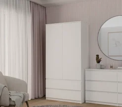 TURIN - Armoire chambre bureau - Penderie multifonctions - 2 portes + 2 grands tiroirs