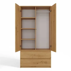 TURIN - Armoire style moderne chambre salon - Penderie multifonctions - 2 portes + tiroirs