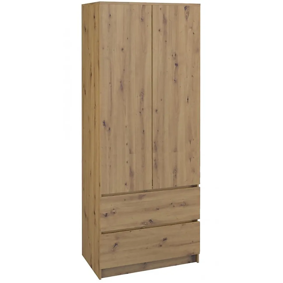 TURIN - Armoire style moderne chambre salon - Penderie multifonctions - 2 portes + tiroirs