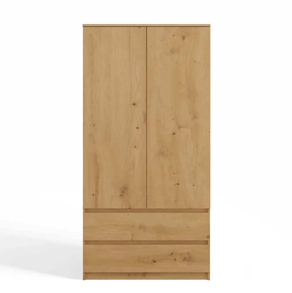 TURIN - Armoire style moderne chambre salon - Penderie multifonctions - 2 portes + tiroirs