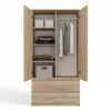 TURIN - Armoire style moderne chambre salon - Penderie multifonctions - 2 portes + tiroirs