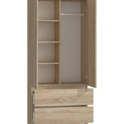 TURIN - Armoire style moderne chambre salon - Penderie multifonctions - 2 portes + tiroirs