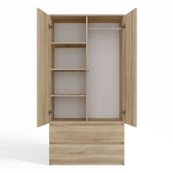 TURIN - Armoire style moderne chambre salon - Penderie multifonctions - 2 portes + tiroirs