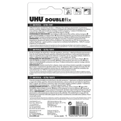 UHU Doublefix Universel - Ruban adhésif double face, ultra fort, résistance à 120 Kg, blanc, rouleau de 1,50 M X 19 mm