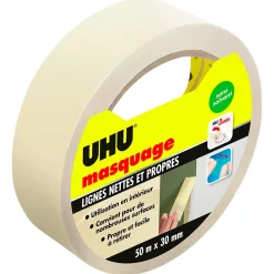 UHU Rollafix - Ruban adhésif de masquage, toute surface intérieur, sans solvant, ruban de 30m x 50mm