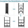 Unité de Rangement Pliable Étagère en Métal à 4 Niveaux Résistante avec 4 Roues Universelles Organisateur Espace Noir