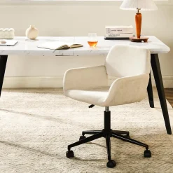 URBAN MEUBLE Chaise intérieure pivotante en tissu avec accoudoirs Hauteur réglable et design confortable Beige