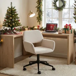URBAN MEUBLE Chaise intérieure pivotante en tissu avec accoudoirs Hauteur réglable et design confortable Beige