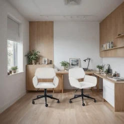 URBAN MEUBLE Chaise intérieure pivotante en tissu avec accoudoirs Hauteur réglable et design confortable Beige