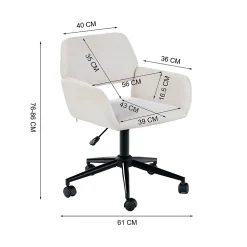URBAN MEUBLE Chaise intérieure pivotante en tissu avec accoudoirs Hauteur réglable et design confortable Beige