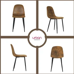 URBAN MEUBLE Ensemble table et 4 chaises de salle à manger style vintage rétro effet bois