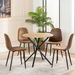 URBAN MEUBLE Ensemble table et 4 chaises de salle à manger style vintage rétro effet bois