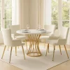 URBAN MEUBLE Ensemble table ronde marbre blanc doré avec 4 chaises beige