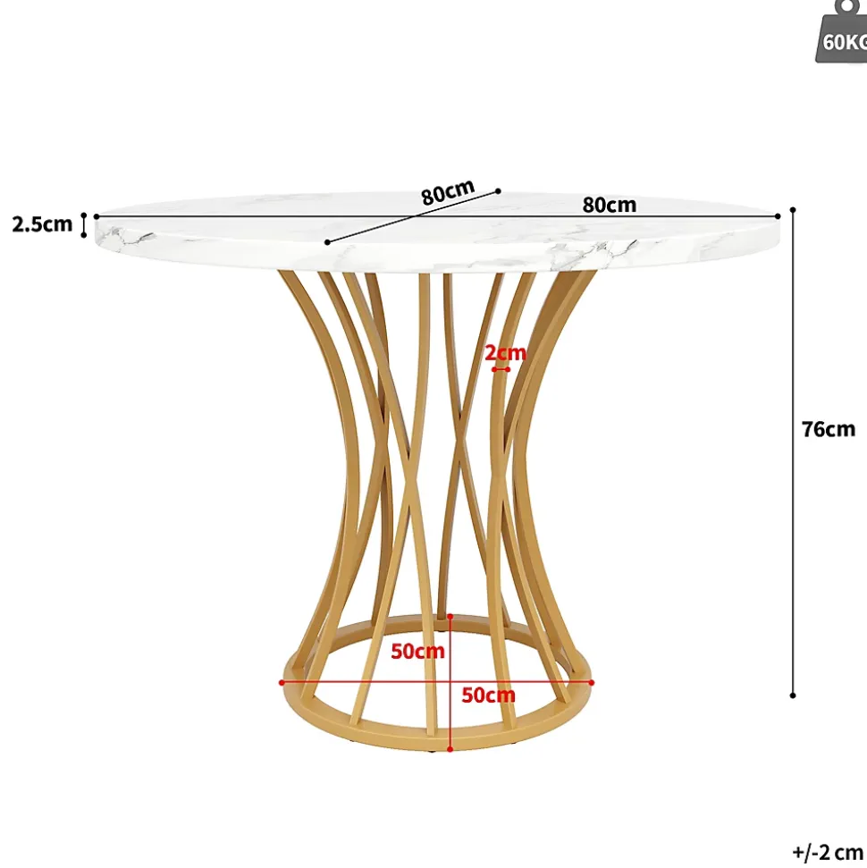 URBAN MEUBLE Ensemble table ronde marbre blanc doré avec 4 chaises beige