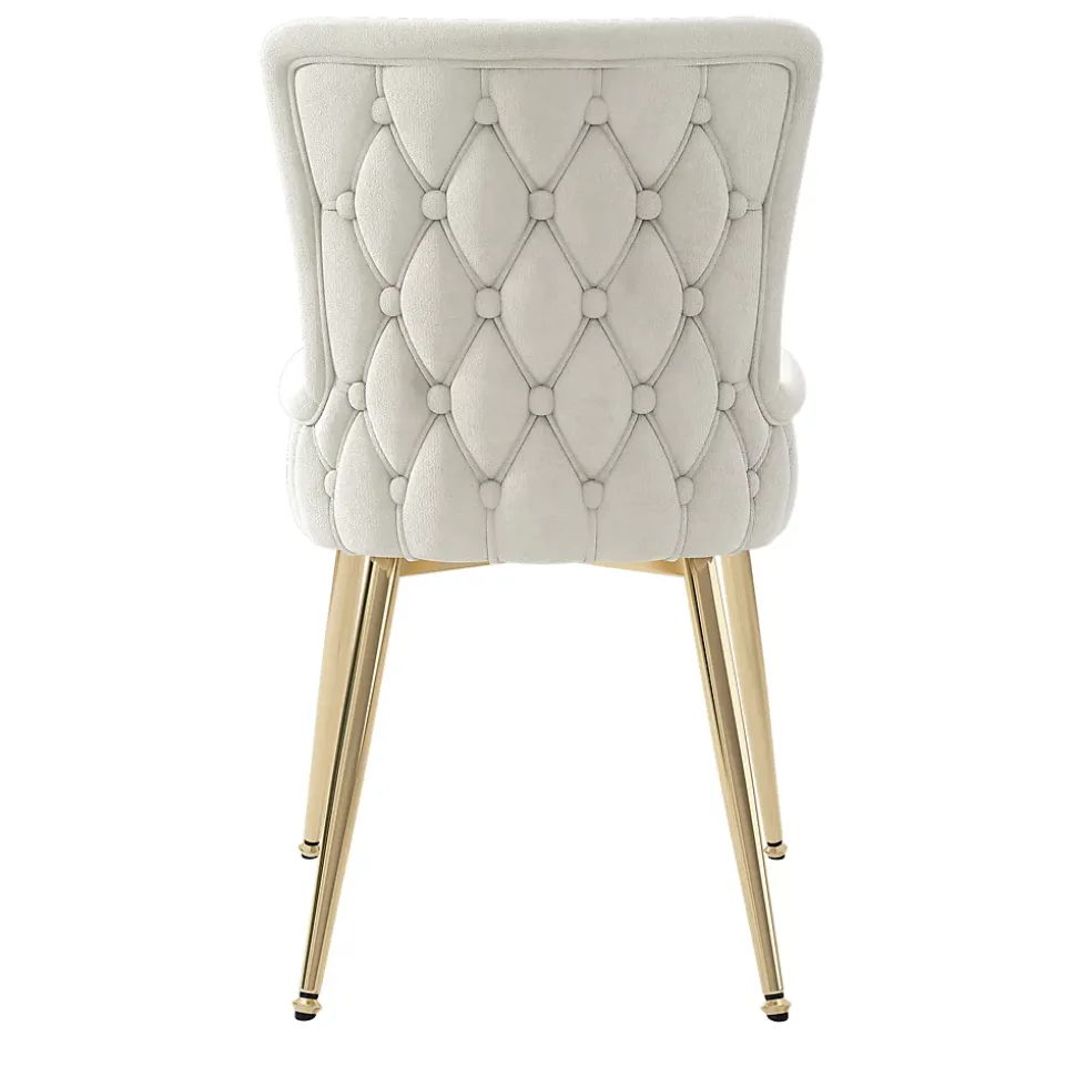 URBAN MEUBLE Ensemble table ronde marbre blanc doré avec 4 chaises beige