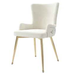 URBAN MEUBLE Ensemble table ronde marbre blanc doré avec 4 chaises beige