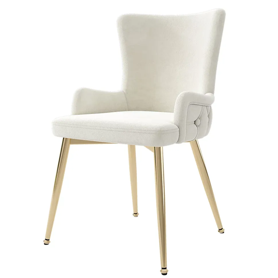URBAN MEUBLE Ensemble table ronde marbre blanc doré avec 4 chaises beige