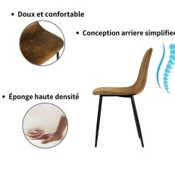 URBAN MEUBLE Ensemble table extensible effet marbre blanc 120-160 et 4 chaises style scandinave retro