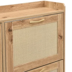 URBAN MEUBLE Meuble à chaussures effet bois et rotin MDF 4 portes battantes