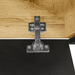 URBAN MEUBLE Meuble TV suspendu effet bois et portes laqués noir avec LED