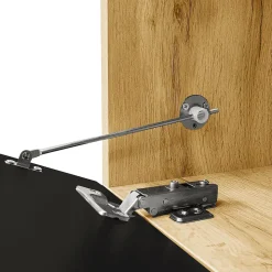 URBAN MEUBLE Meuble TV suspendu effet bois et portes laqués noir avec LED