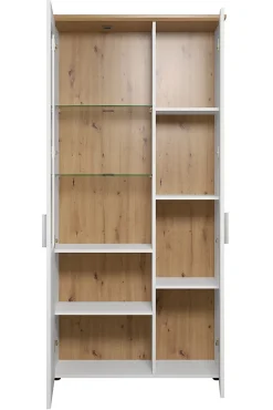 Vaisselier - Mélaminé chêne - Blanc - 95 - 194 - 38 cm