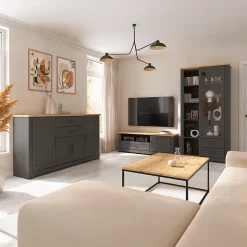 Vaisselier 1 porte 2 tiroirs Charlie Gris Anthracite