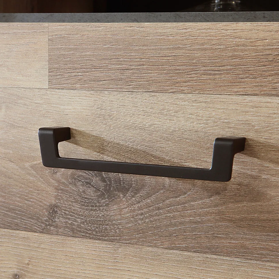 Vaisselier 4 portes 2 niches décor bois recyclé métal noir - APACHE