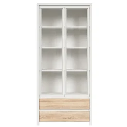 Vaisselier 2 portes 2 tiroirs Soren Blanc et Bois