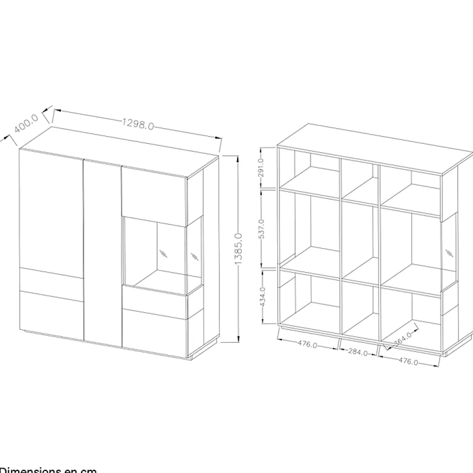 Vaisselier 3 portes Andrea Gris anthracite et Bois