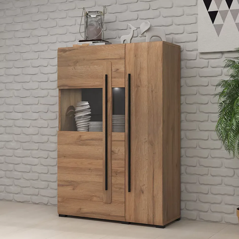 Vaisselier 2 portes avec LED Louis Bois