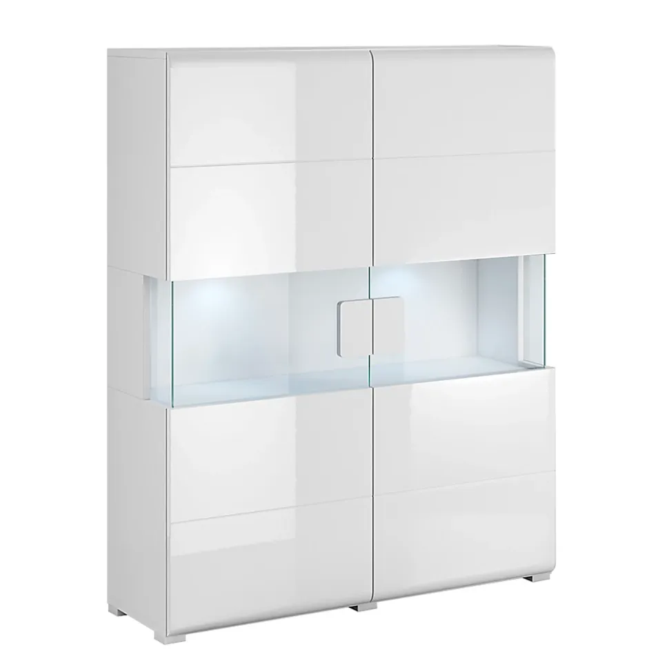 Vaisselier 2 portes avec LED Jules Blanc