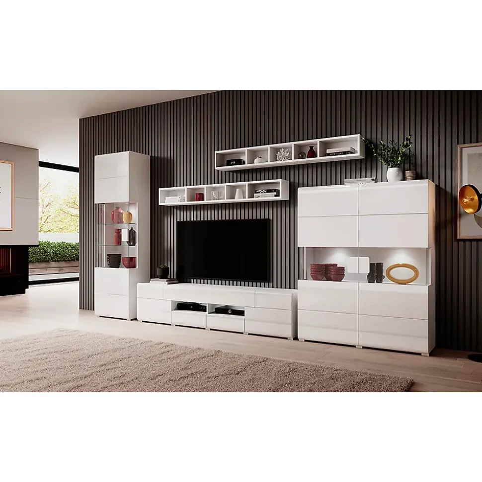 Vaisselier 2 portes avec LED Jules Blanc