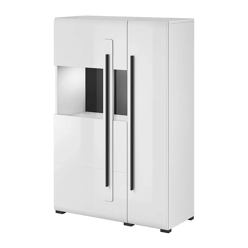 Vaisselier 2 portes avec LED Louis Blanc