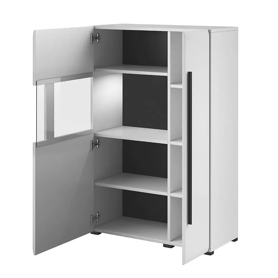 Vaisselier 2 portes avec LED Louis Blanc