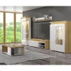Vaisselier 2 portes droite LED inclus Teo Blanc et Bois