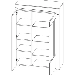 Vaisselier 2 portes droite LED inclus Teo Blanc et Bois