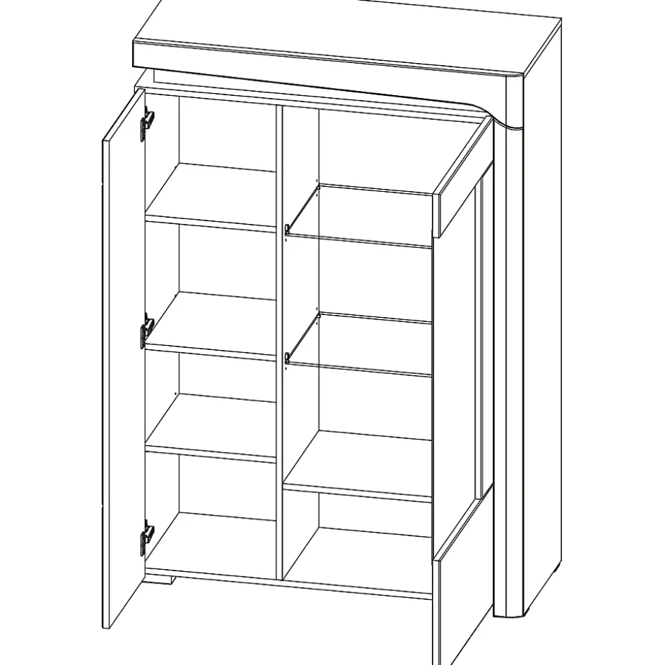 Vaisselier 2 portes droite LED inclus Teo Blanc et Bois