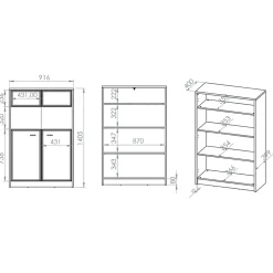 Vaisselier 2 portes Kaius Cachemire et Bois fonce