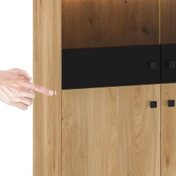 Vaisselier 4 portes LED Elara Bois et Noir