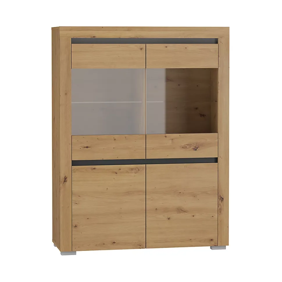 Vaisselier 4 portes LED inclus Kasla Bois et Anthracite
