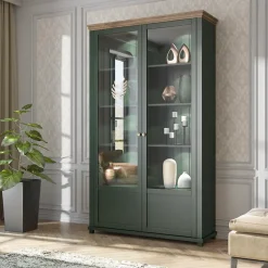 Vaisselier 2 portes Martin Vert et Bois