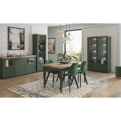 Vaisselier 2 portes Martin Vert et Bois