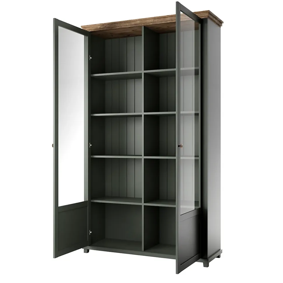 Vaisselier 2 portes Martin Vert et Bois