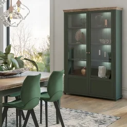 Vaisselier 2 portes Martin Vert et Bois
