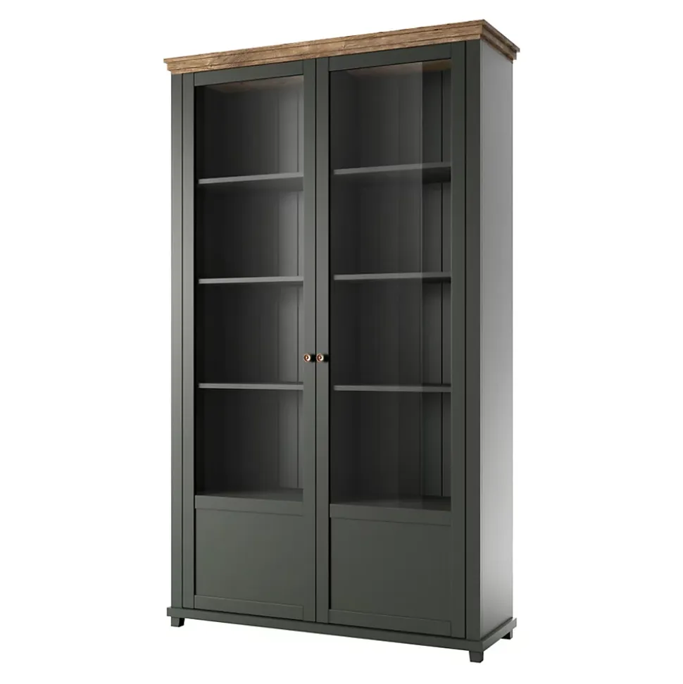 Vaisselier 2 portes Martin Vert et Bois